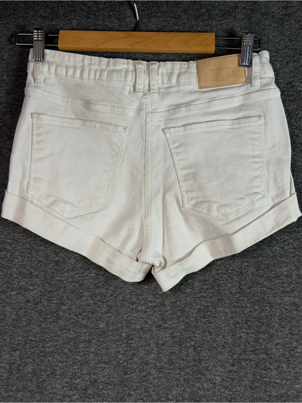 Zara Trafaluc White Denim Cuffed Shorts Size 6
